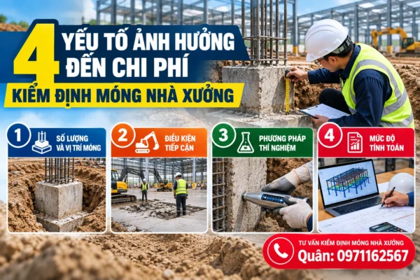 yếu tố ảnh hưởng lớn nhất đến chi phí kiểm định móng nhà xưởng