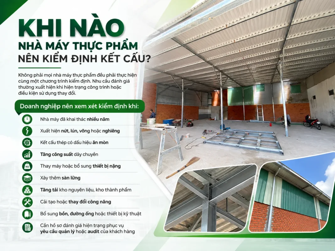 Khi nào nhà máy thực phẩm nên kiểm định kết cấu?