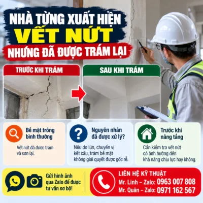 Trước khi nâng tầng, cần xác định vết nứt có ảnh hưởng đến khả năng chịu lực hay không.