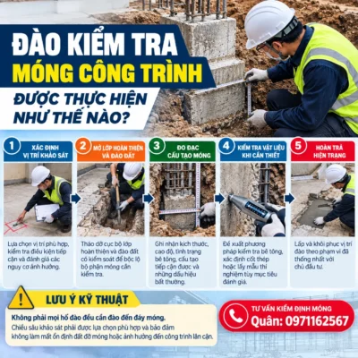Đào kiểm tra móng công trình được thực hiện như thế nào?