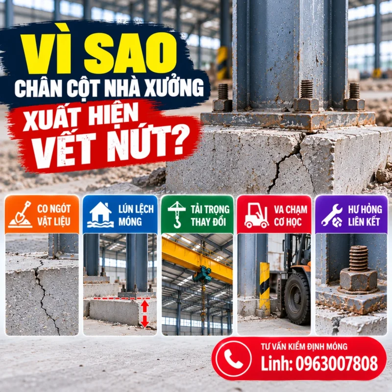 Vì sao chân cột nhà xưởng xuất hiện vết nứt?